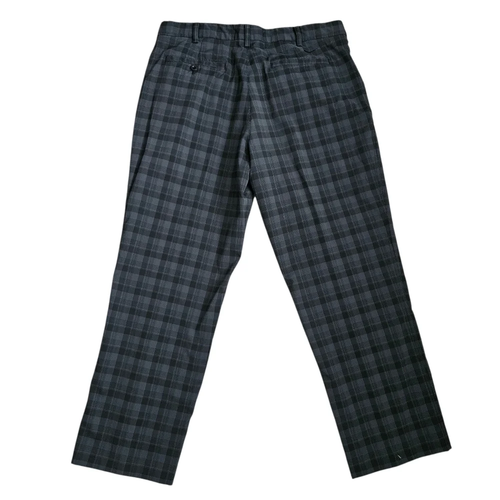 Nike Golf Fit Dry Pants Chino Pockets Black Gray Plaid Mens 36x32 Actual 36x28.5